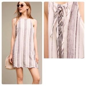 Cloth & Stone Anthropologie Striped Linen Halter Dress With Pockets  Size XS